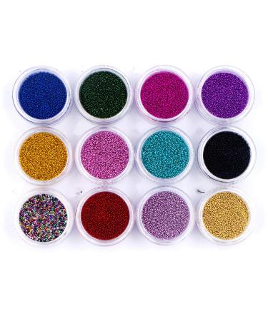 Minejin Nail Art Mini Beads - 3D Colorful Caviar Charms for Eye Makeup Decoration | 12 Vibrant Colors | International Shipping - Buy Online on GoSupps.com