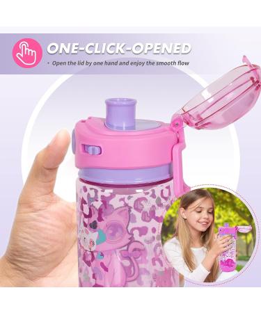 YOYTOO Kids Water Bottle 20oz with Lanyard/Sleeve - BPA Free Leak-Proof Flip Lid for School, Sport & Travel - Cat Design - Buy Online on GoSupps.com