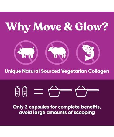 Move & Glow Collagen Pills for Women & Men Vegetarian Multi-Collagen (Type I-V-X) with 9 Plant-based Superfoods for Skin Health & Joint Support Biotin, Vitamin C, Vitamin E, 60 Vegetarian Capsules - Buy Online on GoSupps.com