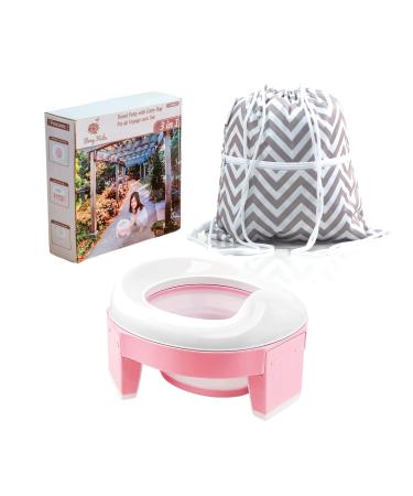 Portable Travel Potty for Toddler Kids 3-in-1 in Pink - Light, Easy with Stylish Carry Bag by Brey Kids