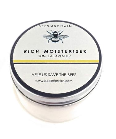 BEES of BRITAIN - Face Cream - 99% Natural. Honey Lavender. Soothe Nourish Hydrate Dry Skin. pH 5.5 for Sensitive Skin. We Donate 5% of our Profit to Save Bees + Pollinators. 100g
