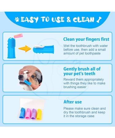 Adiwo Dog Finger Toothbrush 4 Pack Food Grade Silicone Dog Toothbrush 360 Full Surrounded Pets Teeth Cleaning Toothbrush for Dog Plaque Remove Tartar and Stop Bad Breath with Storage Case - Buy Online on GoSupps.com