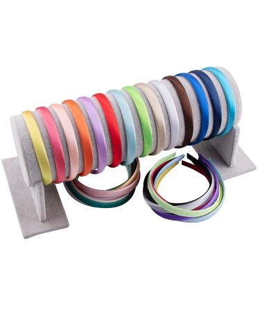 Duufin 30-Piece Satin Craft Headbands for Girls and Women - 30 Colors Multicolored - DIY 1.5cm Plain Headband Set - Buy Online on GoSupps.com