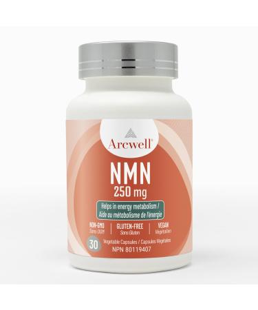 Arcwell NMN (Nicotinamide Mononucleotide) 250 mg per Capsule | NAD+ Boost Supplement for Healthy Aging & Energy Production | High Purity 99.8% | Made in Canada (30 day supply) 30 count (Pack of 1)