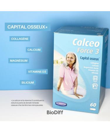 Orthonat - Calceo Force 3 - Bone Capital Food Supplement - Based on Marine Collagen (564 mg per Tablet) Calcium (436.8 mg) and Magnesium (137.5 mg) - 60 Tablets - Buy Online on GoSupps.com