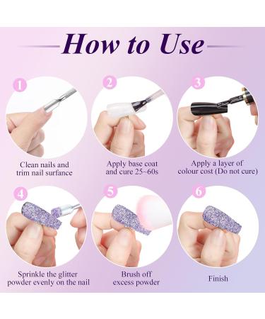 6 Colors Glitter for Nails - Crystal Diamond Nail Art Powder | Shimmering Sugar Effect for DIY Designs - Buy Online on GoSupps.com