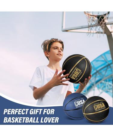 Lenwen Official Size Basketball Set - Size 7 Indoor Outdoor Rubber Ball with Pump for Youth & Adults - Navy Black - Buy Online on GoSupps.com