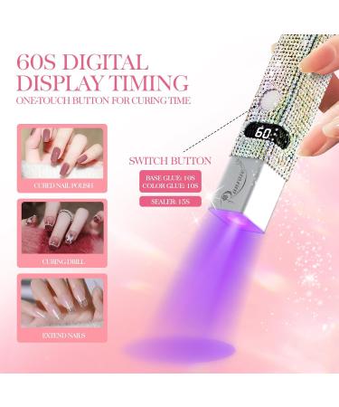 Ranrose Handheld UV Light for Gel Nails - 3W Rechargeable Mini Nail Dryer & Display Screen - Silver Diamond LED Nail Lamp for Salon & Home DIY - Buy Online on GoSupps.com