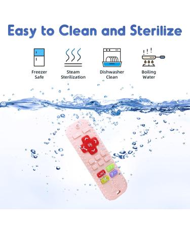 Silicone Baby Teething Toys | Remote Control Teething Aid | Gifts for 0-12 Months | Safe & Food-Grade Bathing Toys for Toddlers | Pink - Buy Online on GoSupps.com