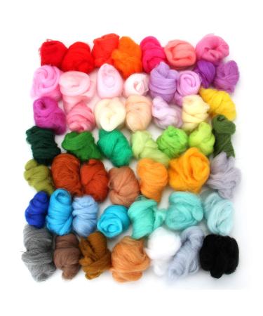 Tosnail 250 Grams/8.8 oz Wool Roving Felting Wool Wool Yarn Wool Felt for Needle Felting Craft  50 Colors