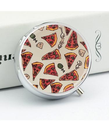 Pill Box Travel Organizer - 3 Compartment Portable Medicine Case with Pizza Pattern - Perfect for Purse & Pocket - Buy Online on GoSupps.com