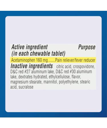 MAJOR Children s Mapap Acetaminophen 160 mg Chewable Tablets - Pain Reliever/Fever Reducer - Aspirin Free - Ibuprofen Free - for Ages 2 to 11-24 Count (3 Pack) 24 Count (Pack of 3) - Buy Online on GoSupps.com