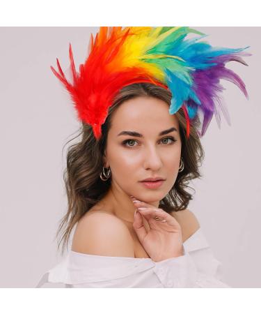 Vanyibro Rainbow Feather Headband Party Headgear Hair Costume Accessories Fancy Dress Outfit for Women Girl - Buy Online on GoSupps.com
