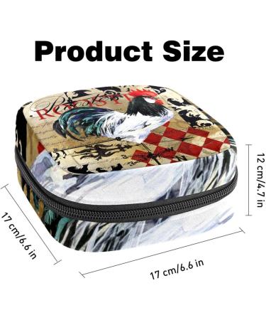 Menstrual Pad Bag with Zipper | Vintage Animal Rooster Pouch for Women & Girls | Stylish Tampon Collection Bag - Buy Online on GoSupps.com