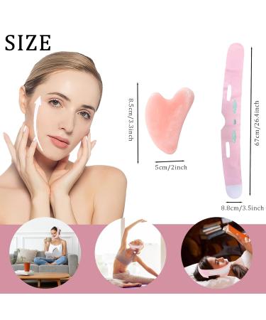 2 in 1 Double Chin Set & V Line Mask - Gua Sha Facial Tool & Sculpting Sleep Mask for Women - Pink - Buy Online on GoSupps.com