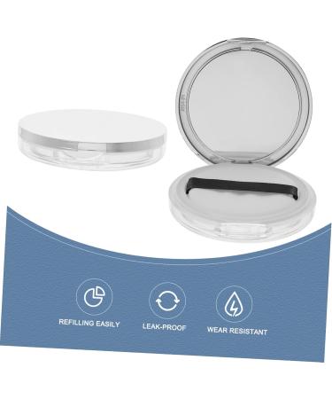Beavorty Empty Compact with Sifter 2pcs Portable Loose Box Case with 2pcs Puff 7.5x7.5cm Silver - Buy Online on GoSupps.com