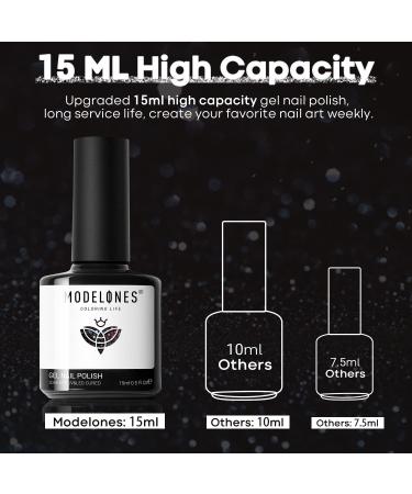 Modelones Black Glitter Gel Nail Polish 15ML - Soak Off LED Color - Holiday Collection - 0.5 Fl Oz - Buy Online on GoSupps.com
