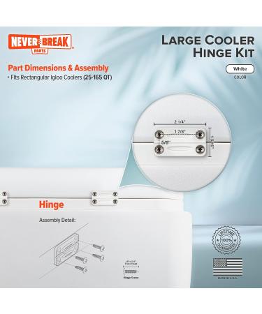 NeverBreak Parts - 3 Pack High Strength Cooler Hinges with Screws for Igloo Coolers | Premium Cooler Replacement Parts in White - Buy Online on GoSupps.com