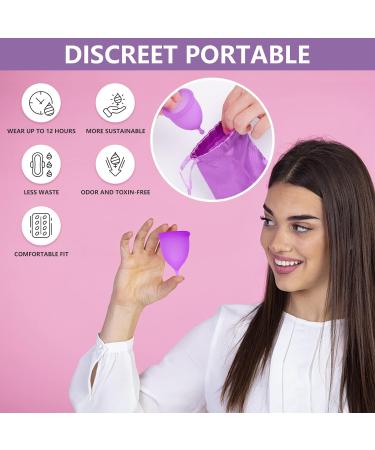 4 Pack Reusable Menstrual Cups Kit - Medical-Grade Silicone - Tampon and Pad Alternative - 4 Large Cups in Purple and Blue - Buy Online on GoSupps.com