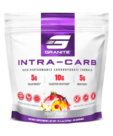 Granite Intra Carb Powder Fruit Punch Flavor High-Performance Carbohydrate Blend with Cluster Dextrin Palatinose & Dextrose Supports Energy and Training (20 Servings)