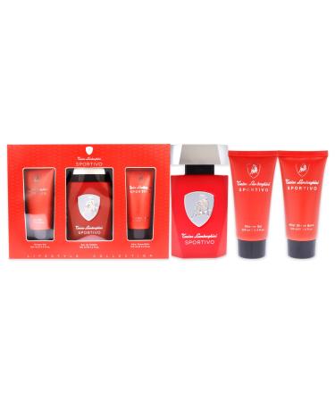 Tonino Lamborghini Lamborghini Sportivo Men 3 Pc Gift Set 4.2oz EDT Spray 3.4oz After Shave Balm 3.4oz Shower Gel