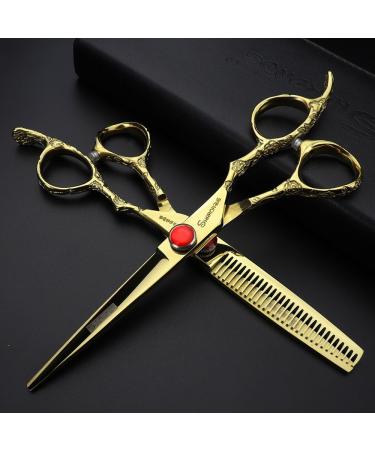 Golden Professional Hairdressing Scissors Set - 6 Inch & 7 Inch | Premium Quality for Stylists & Barbers - Buy Online on GoSupps.com