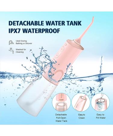 Cordless Water Dental Flosser - KUSKER Portable Oral Irrigator with 5 Modes & 4 Jet Tips - Rechargeable & IPX7 Waterproof - Pink - Buy Online on GoSupps.com