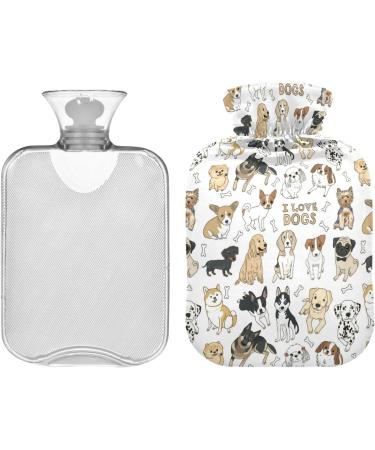 Hot Water Bottles with Cute Dog Cover - 2L Pain Relief Bags for Women Girls Children & Bed Warmer - Buy Online on GoSupps.com
