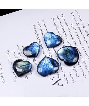 Labradorite Palm Stone Natural Labradorite Crystal Heart Palm Stone Mineral Reiki Pocket Crystal Tumble Collection Heart Shape Puff Stones for Good Luck Charm Meditation Riastvy 5 - Buy Online on GoSupps.com