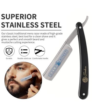 Gold Monkey-666 Straight Razor - Stainless Steel Vintage Barber Razor for Men | Premium Manual Shaving Tool - Buy Online on GoSupps.com