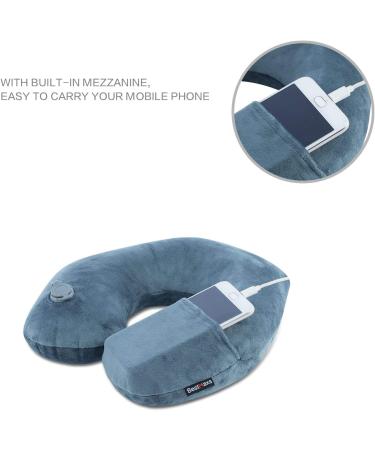 Inflatable Travel Neck Pillow - Washable Pillowcase, U-Shaped for Airplane, Train, Car - Deep Grey - Buy Online on GoSupps.com