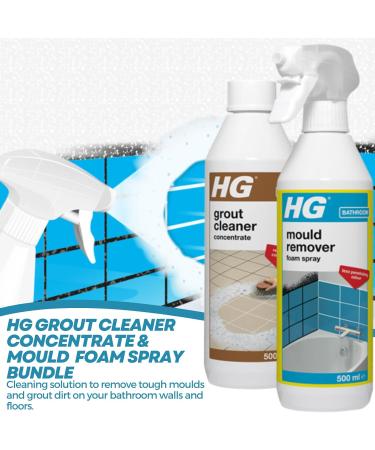 HG Grout Cleaner Concentrate 500ml HG Mould Remover Foam Spray 500ml 2x CHG Sponge Wipes - Dirt Remover Cleaning Bundle for Ceilings Walls Tiles Bathroom Stains - Buy Online on GoSupps.com
