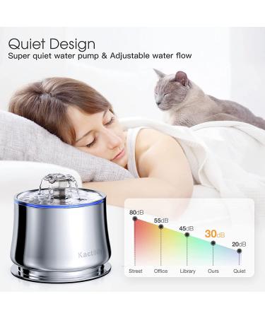 Stainless Steel Cat Water Fountain 2.5L - BPA-Free, Flower Mode, Automatic, USB Adapter - Metal Cat Fountain with Clean Brush & Cloth Filter - Buy Online on GoSupps.com