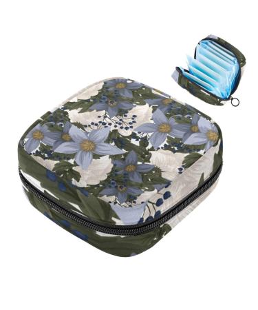 Storage bags for women's binding with vintage flower large menstrual cup cylinder pocket with zip periodic inserts bags panty liners tampons for girls and women multicolored 07