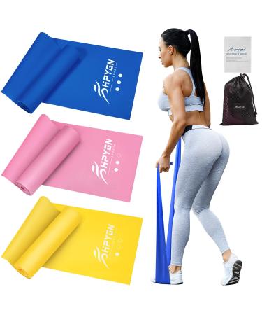 Resistance Bands Exercise Bands for Physical Therapy Strength Training Yoga Pilates Stretching Non-Latex Elastic Band with Different Strengths Workout Bands for Home 2.1m 1-Yellow/Pink/Blue