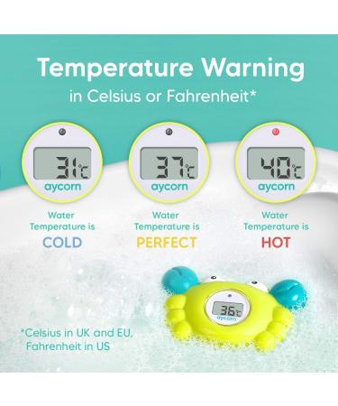 Aycorn Digital Baby Bath Thermometer - LED Fahrenheit Water & Room Temperature Monitor with Safety Warning - Infant Floating Bath Toy - Buy Online on GoSupps.com