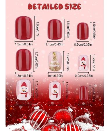 EBANKU 96 Pcs Christmas Fake Nails - Snowflake & Christmas Tree Design for Women - Short Press On Nail Kit with Adhesive Tabs - Nail Art Decoration - Buy Online on GoSupps.com