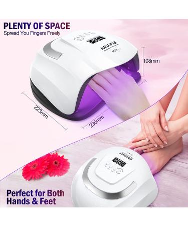 NAILGIRLS 168W UV LED Nail Lamp | Professional Fast UV Light Gel Polish Curing | 4 Timer Settings | Auto Sensor Nail Dryer for Home & Salon Use - Buy Online on GoSupps.com