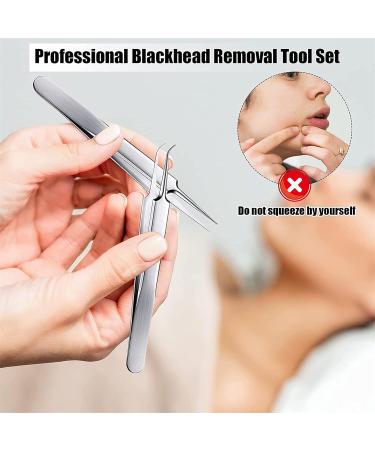4 pcs Blackhead Remover Comedone Extractor Acne Clip Curved Blackhead Tweezers Kit Professional Stainless Pimple Acne Blemish Removal Tools Kit (Acne 4-Piece Set) - Buy Online on GoSupps.com