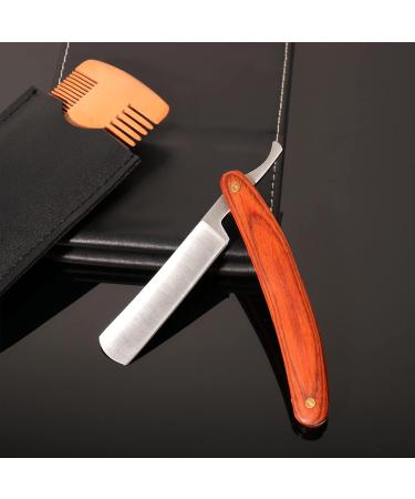OXYEFEI Personalized Straight Edge Razor - Stainless Steel Blade & Wooden Handle | Perfect Gift for Father's Day & Haircuts (Red - Buy Online on GoSupps.com