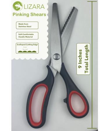LIZARA Professional Heavy Duty Pinking Shears Scissors for Fabric - Pack of Zig Zag and Scalloped Pattern Scissors | Tailor's Pinking Shears for Precision Fabric Cutting - Buy Online on GoSupps.com