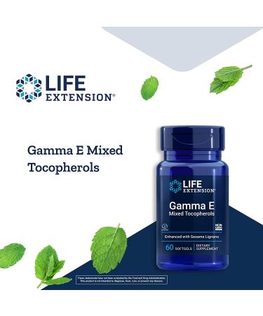 Life Extension Gamma E Mixed Tocopherols - D-Alpha Vitamin E Supplement for Heart Health & Skin Care - 60 Softgels - Buy Online on GoSupps.com