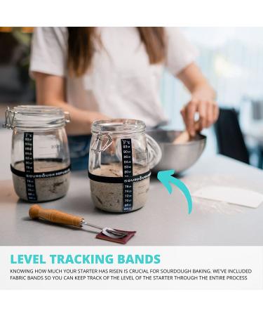 Sourdough Starter Jar Kit - 2-Pack 34 oz. Glass Jars for Wide Mouth Dough Crock | SDJ-2 - Buy Online on GoSupps.com