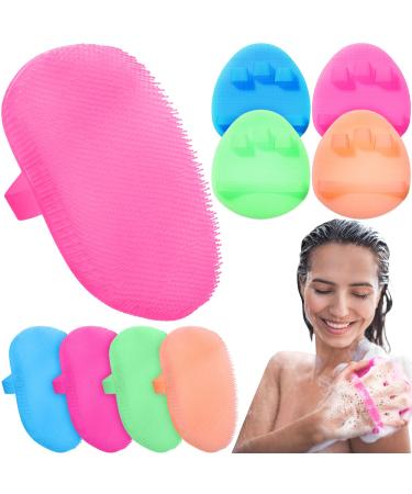 8 Pcs Silicone Body Scrubber Silicone Shower Brush Glove Shower Cleansing Scrubber Bath Exfoliating Skin Massage Scrubber Exfoliating Body Brush for Wet or Dry Brushing Soft Bristles