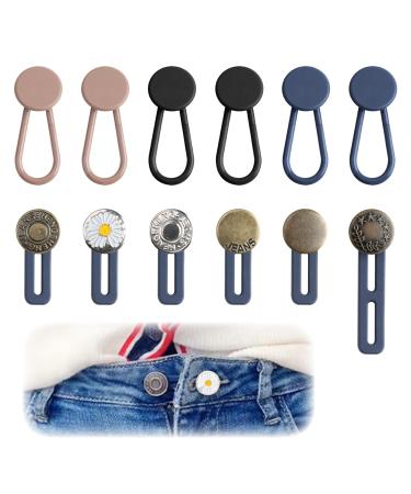 IBEIKE Button Extender for Trousers - 12 PCS Trouser Waist Extenders Button Extender Adjustable Retractable Shirt Collar Extenders Trouser Extenders for Men Women Pregnant Jeans (Multiple Styles)