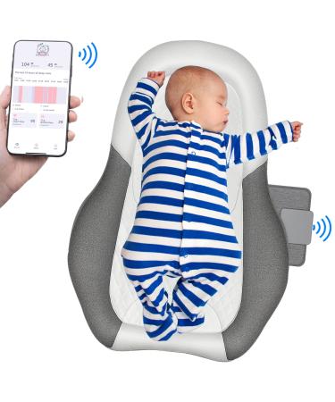 Baby Breathing Monitor, Smart Baby Monitors with Mat - Tracks Baby's Breathing Rate, Heart Rate and Provide Sleep Report, Alarm in APP for Baby Safety, Fits Babies 1 to 6 Months
