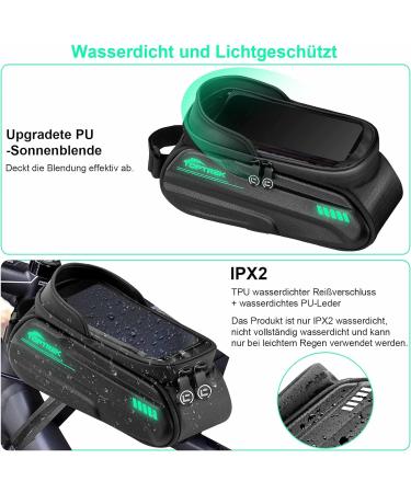 TopTrek Waterproof Bicycle Phone Bag - Fluorescent Bike Frame Pocket with TPU Touchscreen for Smartphones up to 6.7 inches - Buy Online on GoSupps.com