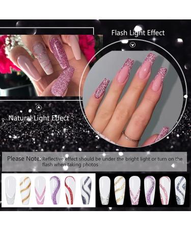 Rechoo 6pcs Reflective Glitter Gel Liner Nail Art 10ml Multicolor French Manicure Gel Polish Set Color Shellac Nail Polish for Fineliner Nail Design 03 V-6-Reflective Glitter 03 - Buy Online on GoSupps.com