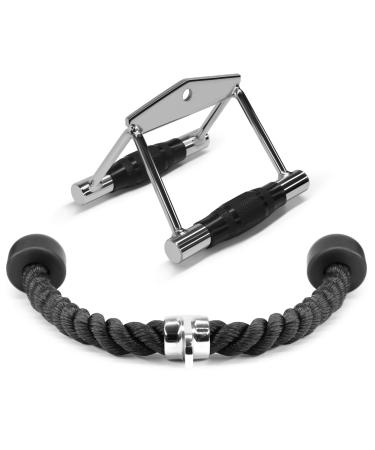 Yes4All Tricep Press Down Cable Machine Attachment Set, LAT Pulldown Attachment, Cable Machine Accessories For Home Gym B. Double D Handle + TricepRope - Buy Online on GoSupps.com