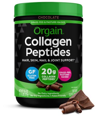 Orgain Hydrolyzed Collagen Peptides Powder, 20g of Chocolate Grass Fed Collagen - Hair, Skin, Nail, & Joint Support Supplement, Paleo & Keto, Gluten Free, Dairy Free, Non-GMO, Type I and III, 1lb Chocolate Collagen Peptides, 1lb